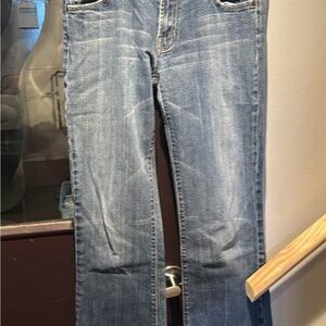 7 For All Mankind Blue Straight Leg Jeans with Vintage Fading